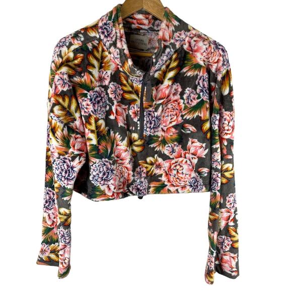 Urban‎ Outfitters Angela Cozy Floral Fleece Quarter Zip Pullover Size Medium - Picture 4 of 12